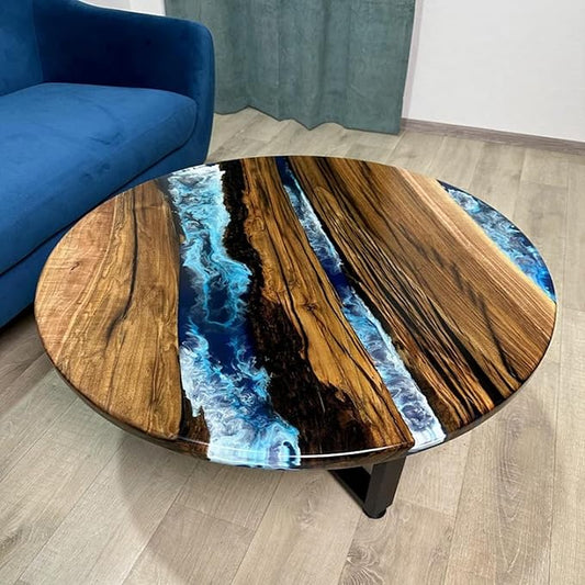 Beautiful Blue Ocean Epoxy Resin Table - resinhomefurniture