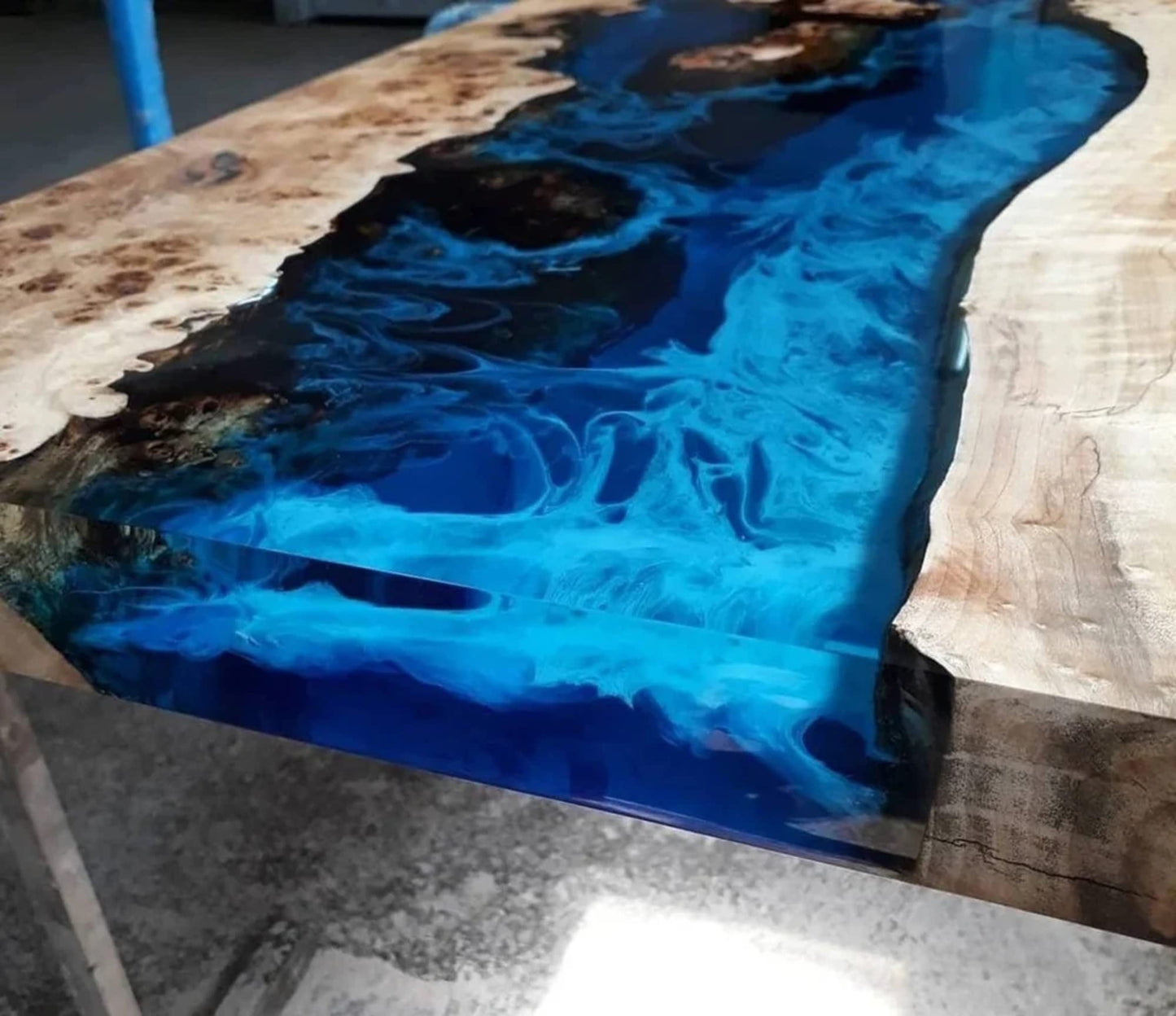 Customized Large EPOXY Table, Resin Dining Table for 2, 4, 6, 8 River Dining Table Top, Smoky River, Wood Epoxy Coffee Table Top, Living Room Table-Tuzech store