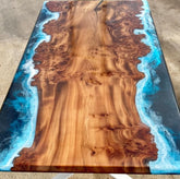 Blue Live Edge with River Epoxy Resin Dining Table Coffee Table End Table Wooden Table Living Room Table Bar Counter Home Décor Side Table Top - resinhomefurniture
