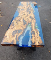 Classic Ocean Blue River Look Epoxy Resin Dining Table Coffee Table End Table Wooden Table Living Room Table Bar Counter Home Décor Side Table Top - resinhomefurniture