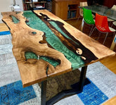 Coastal Green Epoxy Resin Dining Table Console Table Living Room Table Conference Table Patio Table End Table Side Table Coffee Table Bar Counter Table Home Décor - resinhomefurniture