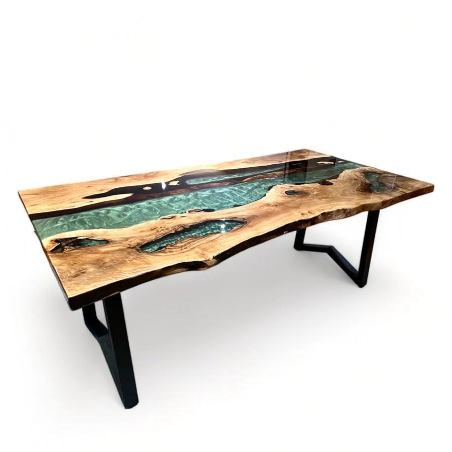Coastal Green Epoxy Resin Dining Table Console Table Living Room Table Conference Table Patio Table End Table Side Table Coffee Table Bar Counter Table Home Décor - resinhomefurniture