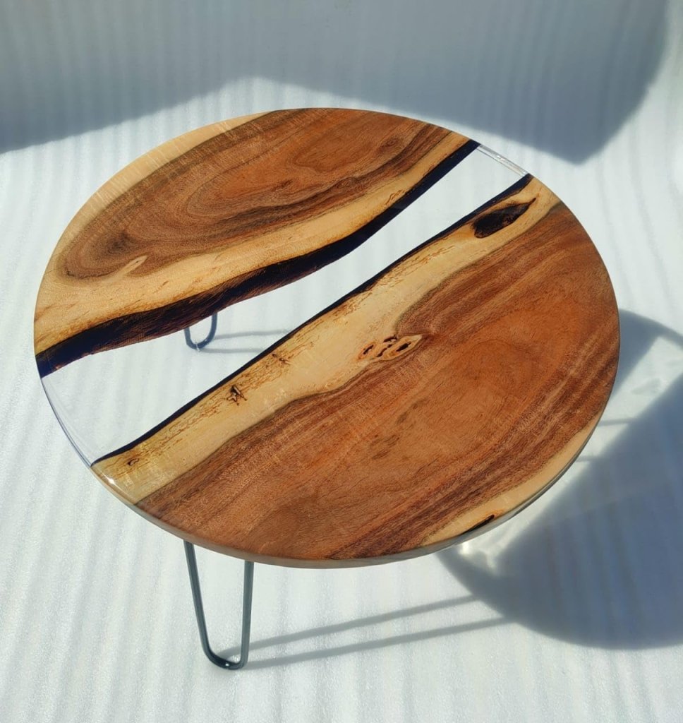 Crystal Clear Epoxy Resin Solid Wood Coffee Table - resinhomefurniture