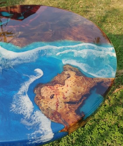 Custom Beach Look Epoxy Resin Round Dining Table Coffee Table Centre Table Live Edge Table Console Table Living Room Table Study Table Patio Table End/Side Table - resinhomefurniture