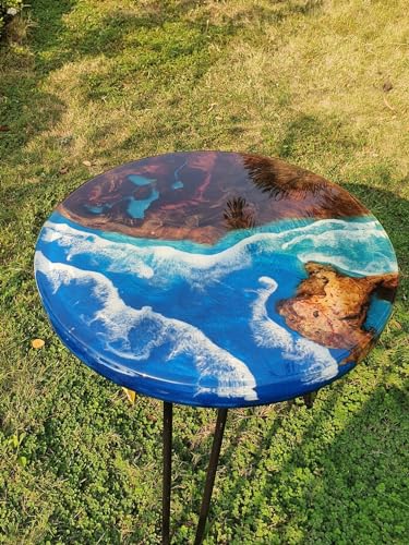 Custom Beach Look Epoxy Resin Round Dining Table Coffee Table Centre Table Live Edge Table Console Table Living Room Table Study Table Patio Table End/Side Table - resinhomefurniture