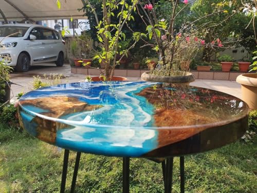 Custom Beach Look Epoxy Resin Round Dining Table Coffee Table Centre Table Live Edge Table Console Table Living Room Table Study Table Patio Table End/Side Table - resinhomefurniture