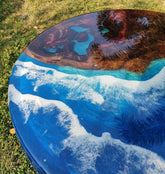 Custom Beach Look Epoxy Resin Round Dining Table Coffee Table Centre Table Live Edge Table Console Table Living Room Table Study Table Patio Table End/Side Table - resinhomefurniture