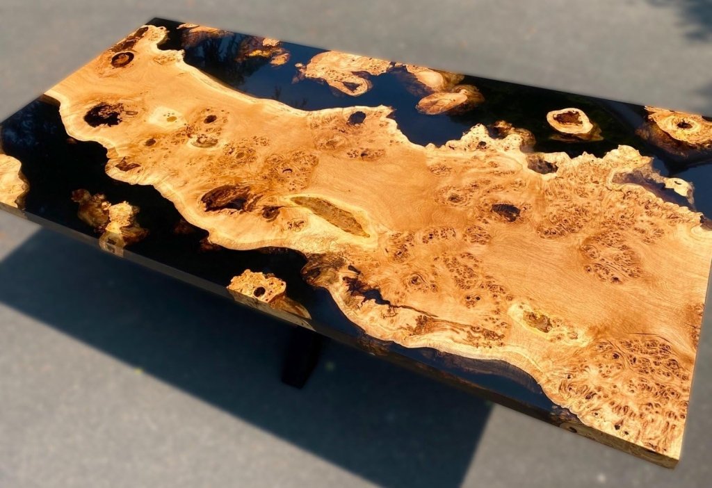 Custom Light Wood with Black River Look Resin Table Epoxy Dining Table Coffee Table End Table Bar Counter Top Living Room Table Wall Art Wooden Table - resinhomefurniture