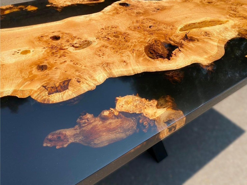 Custom Light Wood with Black River Look Resin Table Epoxy Dining Table Coffee Table End Table Bar Counter Top Living Room Table Wall Art Wooden Table - resinhomefurniture