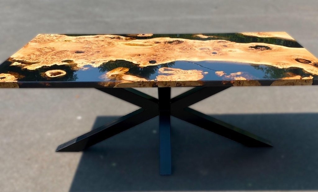 Custom Light Wood with Black River Look Resin Table Epoxy Dining Table Coffee Table End Table Bar Counter Top Living Room Table Wall Art Wooden Table - resinhomefurniture
