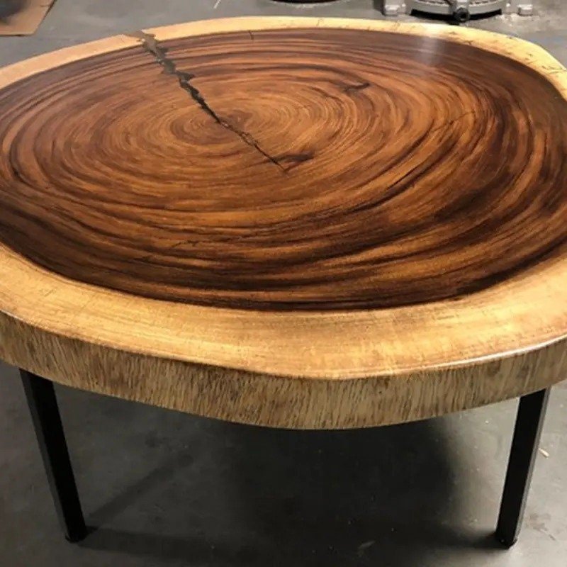 Custom Made Live Edge Round Table Top Dinning Table Coffee Table Side/End Table Top Living Room Table Bar Counter Home Decor - resinhomefurniture