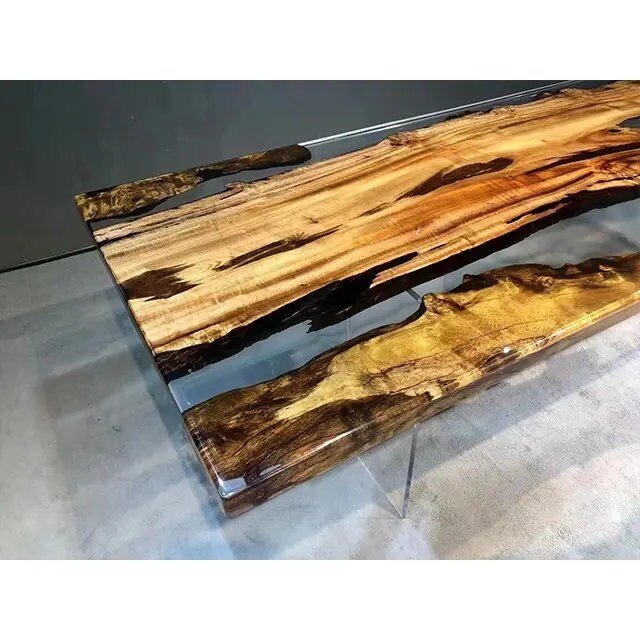 Custom Made Live Edge With Clear Resin Table Epoxy Dining Table Coffee Table End Table Bar Counter Living Room Table Wall Art Wooden Table - resinhomefurniture