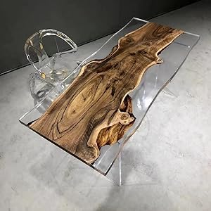 Custom Made Live Edge with Clear Resin Table Epoxy Dining Table Coffee Table End Table Bar Counter Top Living Room Table Wall Art Wooden Table - resinhomefurniture