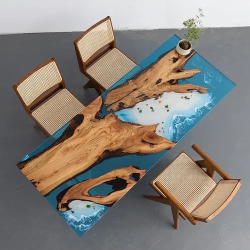 Custom Made Ocean Look Epoxy Realistic Ocean Beach Feel with Waves Table Dining Table Coffee Table End Table Bar Counter Top Living Room Table Wall Art Wooden Table - resinhomefurniture