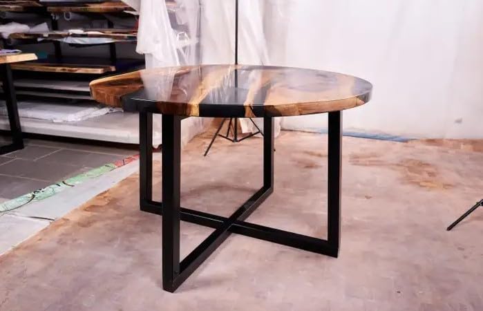 Custom Made Round with Classic Black Epoxy Table Dining Table Coffee Table End Table Bar Counter Top Living Room Table Wall Art Wooden Table - resinhomefurniture