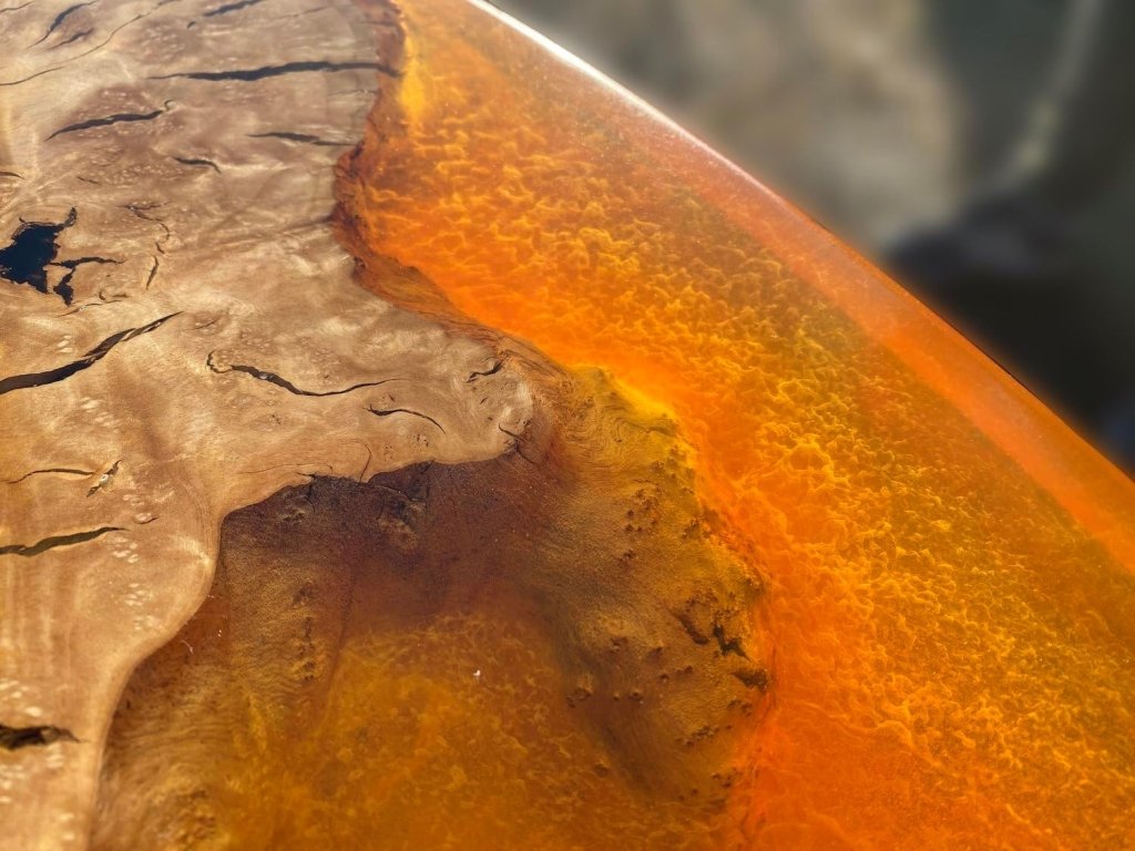 Custom Made Round with Classic Orange Lava Look Epoxy Table Dining Table Coffee Table End Table Bar Counter Top Living Room Table Wall Art Wooden Table - resinhomefurniture