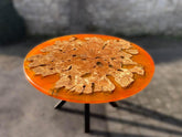 Custom Made Round with Classic Orange Lava Look Epoxy Table Dining Table Coffee Table End Table Bar Counter Top Living Room Table Wall Art Wooden Table - resinhomefurniture