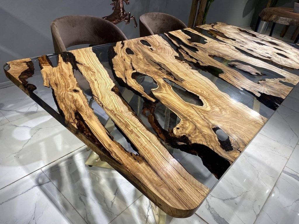 Custom Made Unique Wood with Transparent Black Epoxy Resin Table Epoxy Dining Table Coffee Table End Table Bar Counter Top Living Room Table Wall Art Wooden Table - resinhomefurniture