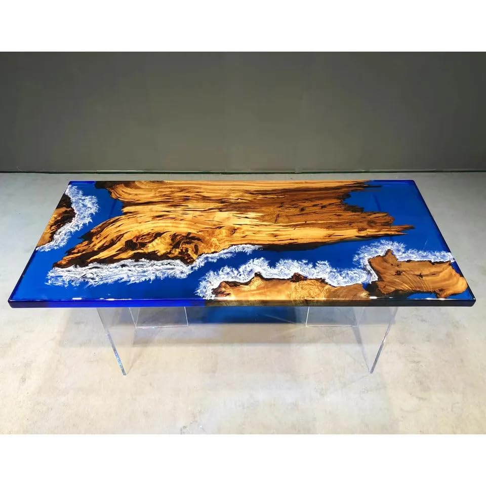 Custom Made Wood Island with Multi River Waves Epoxy Dining Table Coffee Table End Table Bar Counter Top Living Room Table Wall Art Wooden Table Home Décor - resinhomefurniture