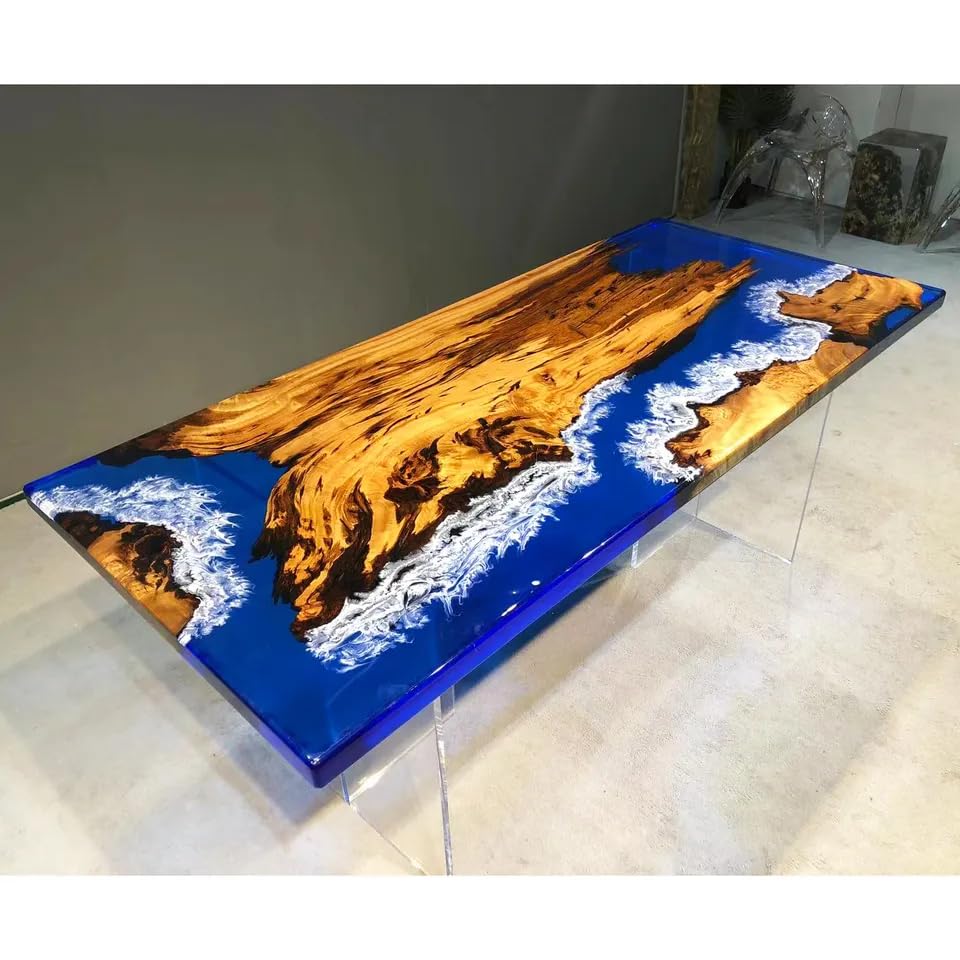 Custom Made Wood Island with Multi River Waves Epoxy Dining Table Coffee Table End Table Bar Counter Top Living Room Table Wall Art Wooden Table Home Décor - resinhomefurniture