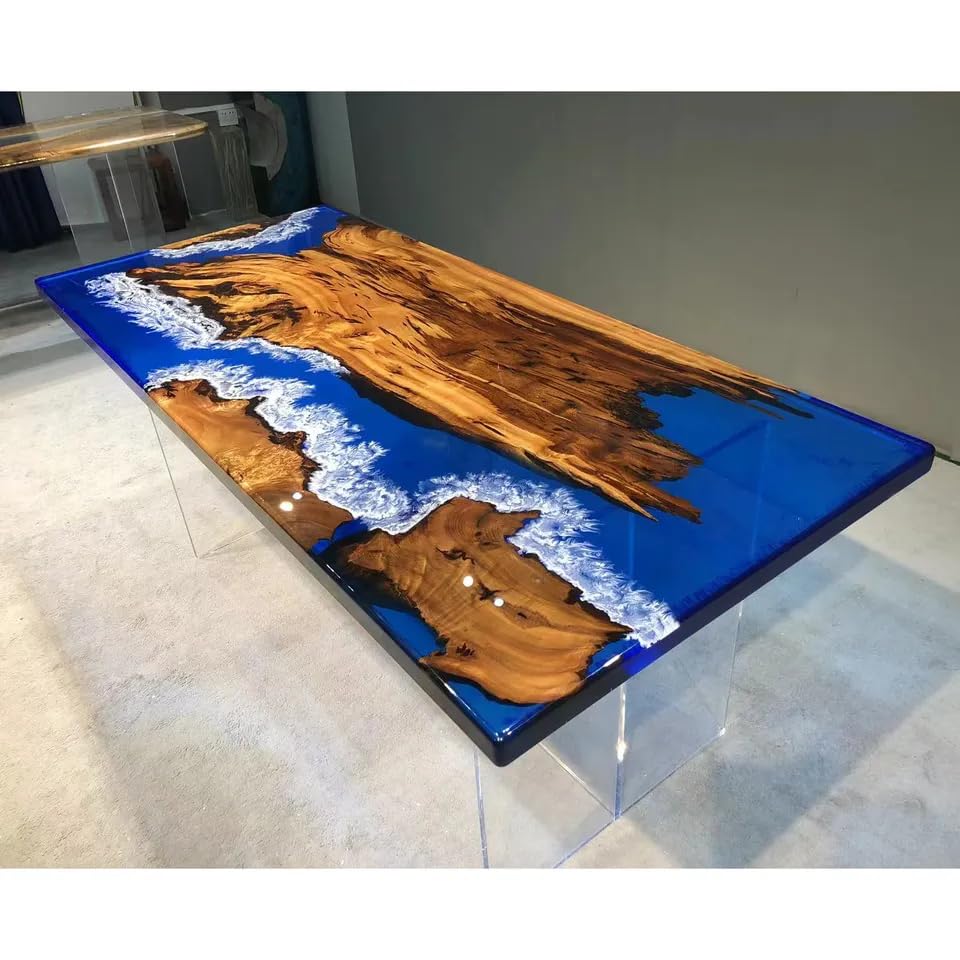 Custom Made Wood Island with Multi River Waves Epoxy Dining Table Coffee Table End Table Bar Counter Top Living Room Table Wall Art Wooden Table Home Décor - resinhomefurniture