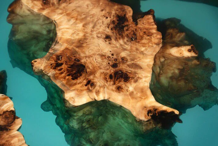Custom Wood Resin Epoxy Clear Transparent Green Table Coastal table Top Dining Table Coffee Table Side/End Table Home D?cor - resinhomefurniture