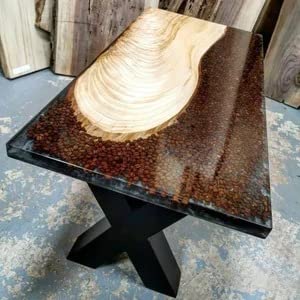 Customizable Epoxy Clear Resin Coffee Bean Dining Table for 2, 4 Epoxy Coffee Table Top, Living Room Table, end Table, Bar Counter - resinhomefurniture