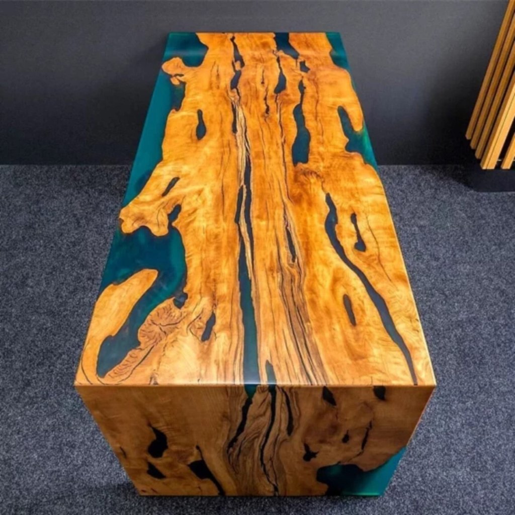 Customizable Luxurious Waterfall Office Desk, Epoxy Dining Table, Epoxy Resin Table, Wood Coffee Table, Epoxy Conference Table, Live Edge. - resinhomefurniture