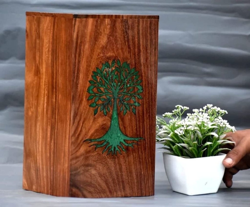 Customizable Resin Urns Adult/Pet Cremation Urns Human Ashes Decorative Wooden Urns for Funeral Urns, Name Can Be Customized - resinhomefurniture