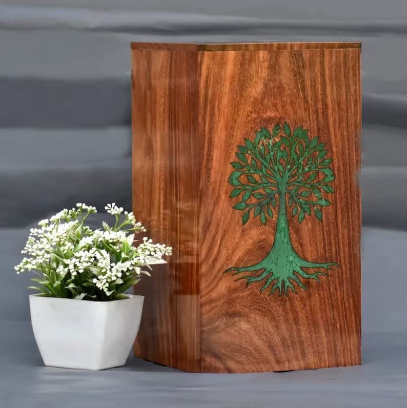 Customizable Resin Urns Adult/Pet Cremation Urns Human Ashes Decorative Wooden Urns for Funeral Urns, Name Can Be Customized - resinhomefurniture