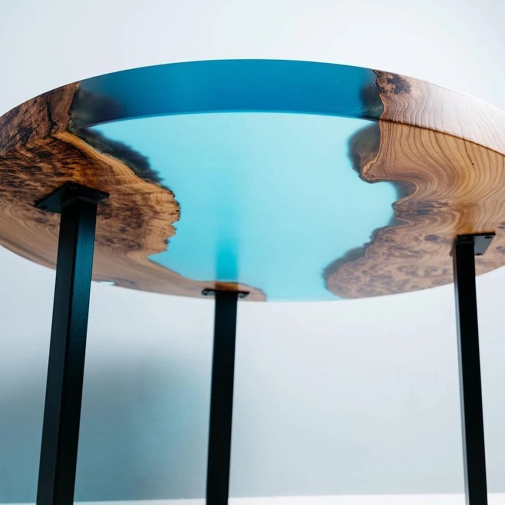 Customized Epoxy Resin, Turquoise Blue Table, Solid Wood Table, Epoxy River Top for 2, 4, 6, 8 Coffee Table Top, Living Room Table, Epoxy Bar Counter - resinhomefurniture