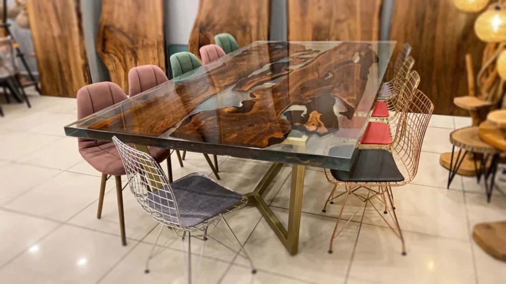 Customized Large Clear EPOXY Table, Resin Dining Table for 2, 4, 6, 8 River Dining Table Top, Wood Epoxy Coffee Table Top, Living Room Table - resinhomefurniture