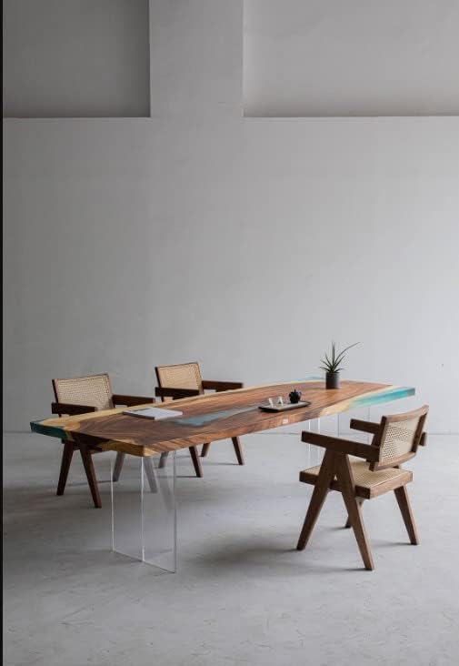 Customized Large Epoxy Table, Blue Resin Dining Table for 2, 4, 6, 8 Mini Lake Table, Epoxy Coffee Table, Living Room Table, Home décor - resinhomefurniture