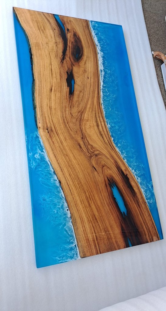 Customized Large Epoxy Table, Blue Resin Dining Table for 2, 4, 6, 8 Ocean Look Table, Epoxy Coffee Table, Living Room Table, Home décor - resinhomefurniture