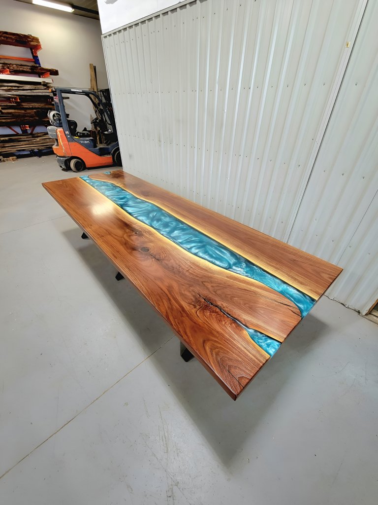 Customized Large Epoxy Table, Blue Resin Look, Dining Table for 2, 4, 6, 8, Living Room Table Epoxy Coffee Table Top, Resin Bar Counter - resinhomefurniture