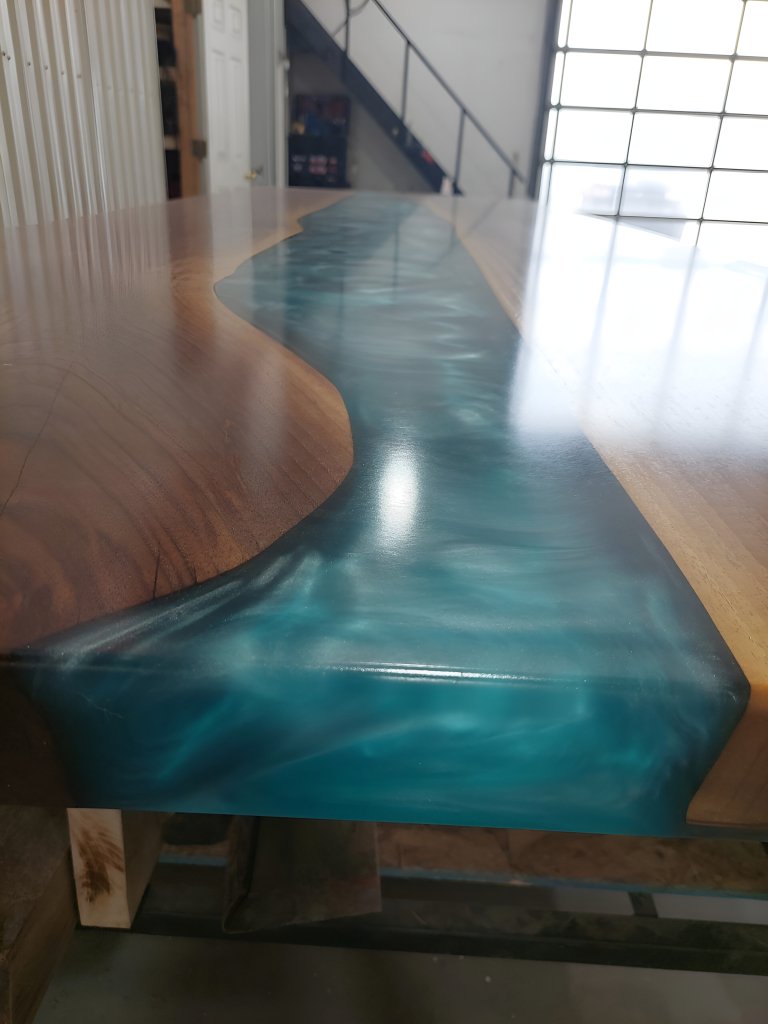 Customized Large Epoxy Table, Blue Resin Look, Dining Table for 2, 4, 6, 8, Living Room Table Epoxy Coffee Table Top, Resin Bar Counter - resinhomefurniture