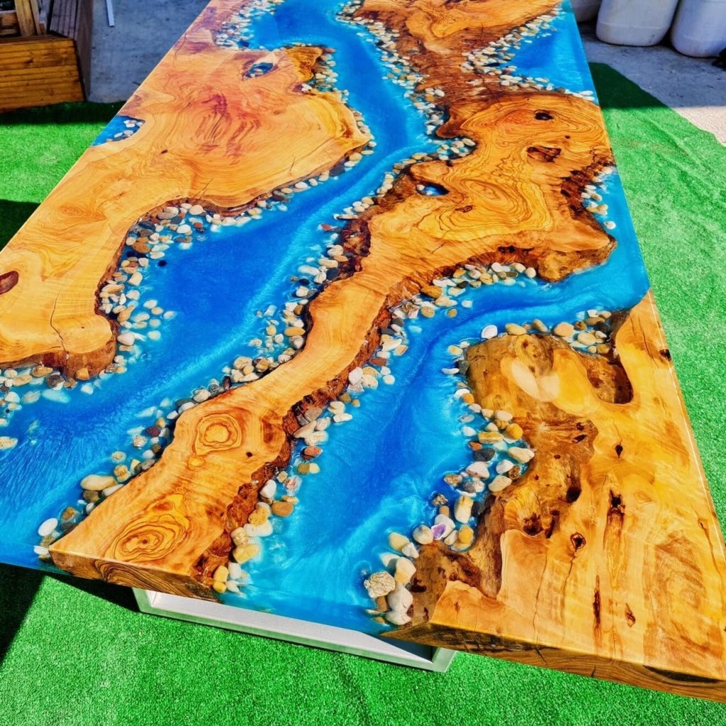 Customized Large Epoxy Table, Blue Resin Ocean Wave Look, Resin Dining Table for 2, 4, 6, 8, Epoxy Coffee Table, Living Room Table, Home décor - resinhomefurniture