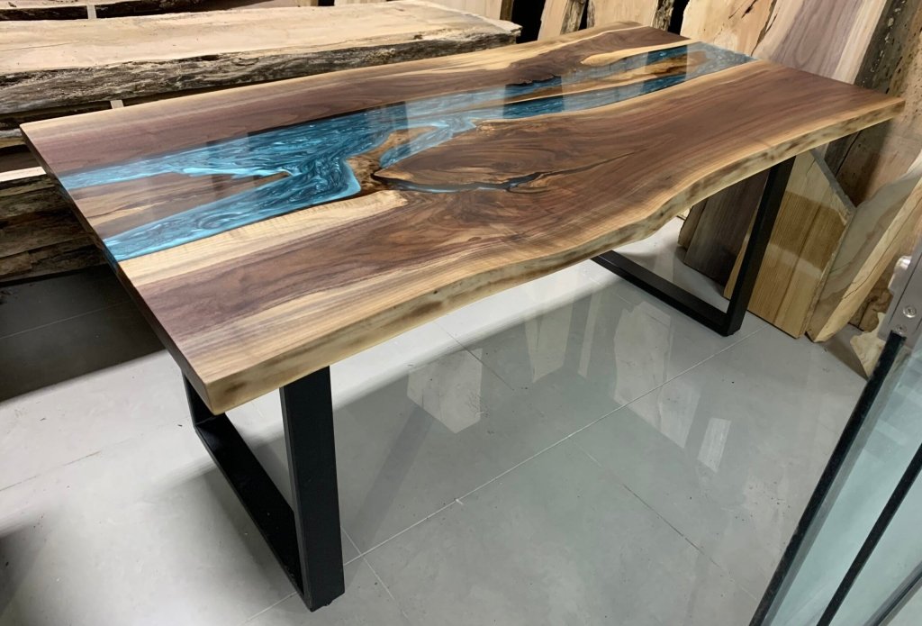Customized Large Epoxy Table, Blue River Wave Look, Dining Table for 2, 4, 6, 8, Living Room Table Epoxy Coffee Table Top, Resin Bar Counter - resinhomefurniture