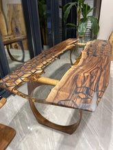 Customized Large Epoxy Table, Brown Hexagon Resin Dining Table for 2, 4, 6, 8 River with Stone Table, Epoxy Coffee Table, Living Room Table, Home décor - resinhomefurniture