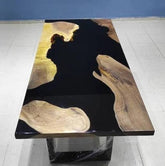 Customized Large Epoxy Table, Classic Black Epoxy, Dining Table for 2, 4, 6, 8, Living Room Table Epoxy Coffee Table Top, Resin Bar Counter - resinhomefurniture