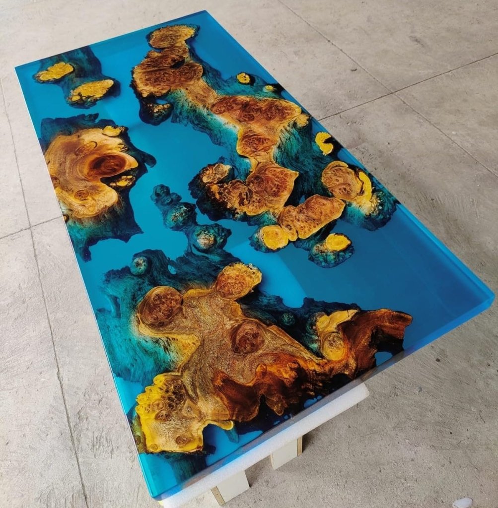 Customized Large Epoxy Table, Classic Blue Transparent Table, Resin Dining Table for 2, 4, 6, 8, Epoxy Coffee Table, Living Room Table, Home décor - resinhomefurniture