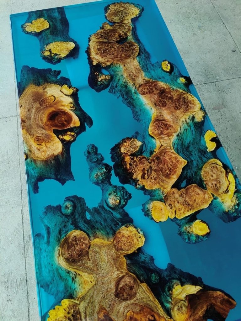 Customized Large Epoxy Table, Classic Blue Transparent Table, Resin Dining Table for 2, 4, 6, 8, Epoxy Coffee Table, Living Room Table, Home décor - resinhomefurniture