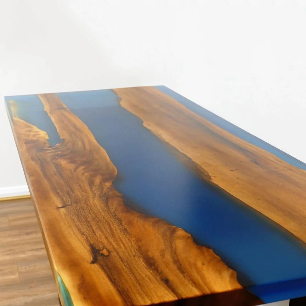 Customized Large Epoxy Table, Classic Wooden Blue, Resin Dining Table for 2, 4, 6, 8, Epoxy Coffee Table, Living Room Table, Home décor - resinhomefurniture