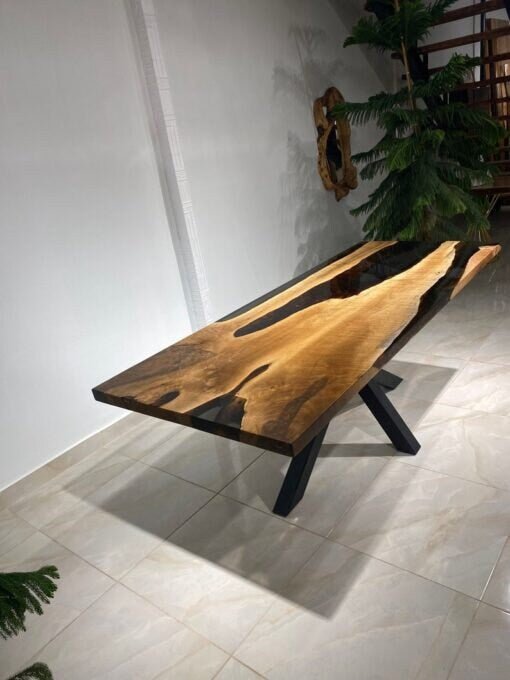 Customized Large Epoxy Table, Clear Black Epoxy, Dining Table for 2, 4, 6, 8, Living Room Table Epoxy Coffee Table Top, Resin Bar Counter - resinhomefurniture