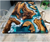 Customized Large Epoxy Table, Clear Blue Live Edge, Resin Dining Table for 2, 4, 6, 8, Epoxy Coffee Table, Living Room Table, Home décor - resinhomefurniture