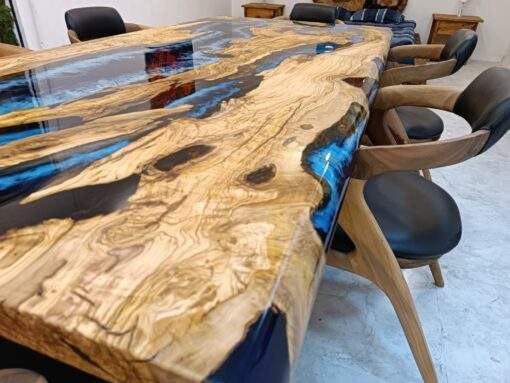Customized Large Epoxy Table, Clear Resin Dining Table for 2, 4, 6, 8 Blue Wave River Table, Epoxy Coffee Table, Living Room Table, Home décor - resinhomefurniture