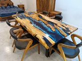 Customized Large Epoxy Table, Clear Resin Dining Table for 2, 4, 6, 8 Blue Wave River Table, Epoxy Coffee Table, Living Room Table, Home décor - resinhomefurniture