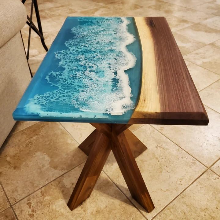 Customized Large Epoxy Table, Clear Resin Dining Table for 2, 4, 6, 8 Ocean Waves Table, Epoxy Coffee Table, Living Room Table, Home déco - resinhomefurniture