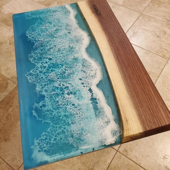 Customized Large Epoxy Table, Clear Resin Dining Table for 2, 4, 6, 8 Ocean Waves Table, Epoxy Coffee Table, Living Room Table, Home déco - resinhomefurniture