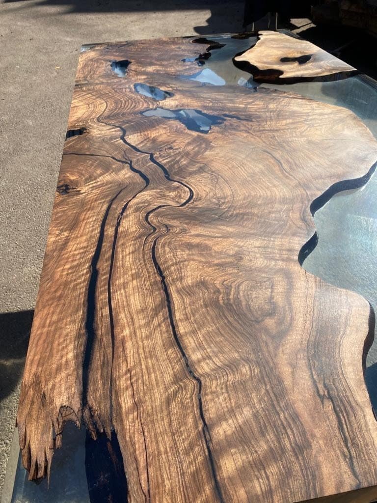 Customized Large Epoxy Table, Clear Resin Dining Table for 2, 4, 6, 8 Transparent with Wood Table, Epoxy Coffee Table, Living Room Table, Home décor - resinhomefurniture